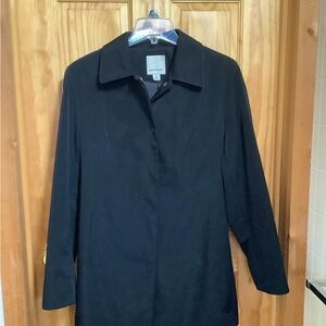 Ann Klein S Black button down rain coat
